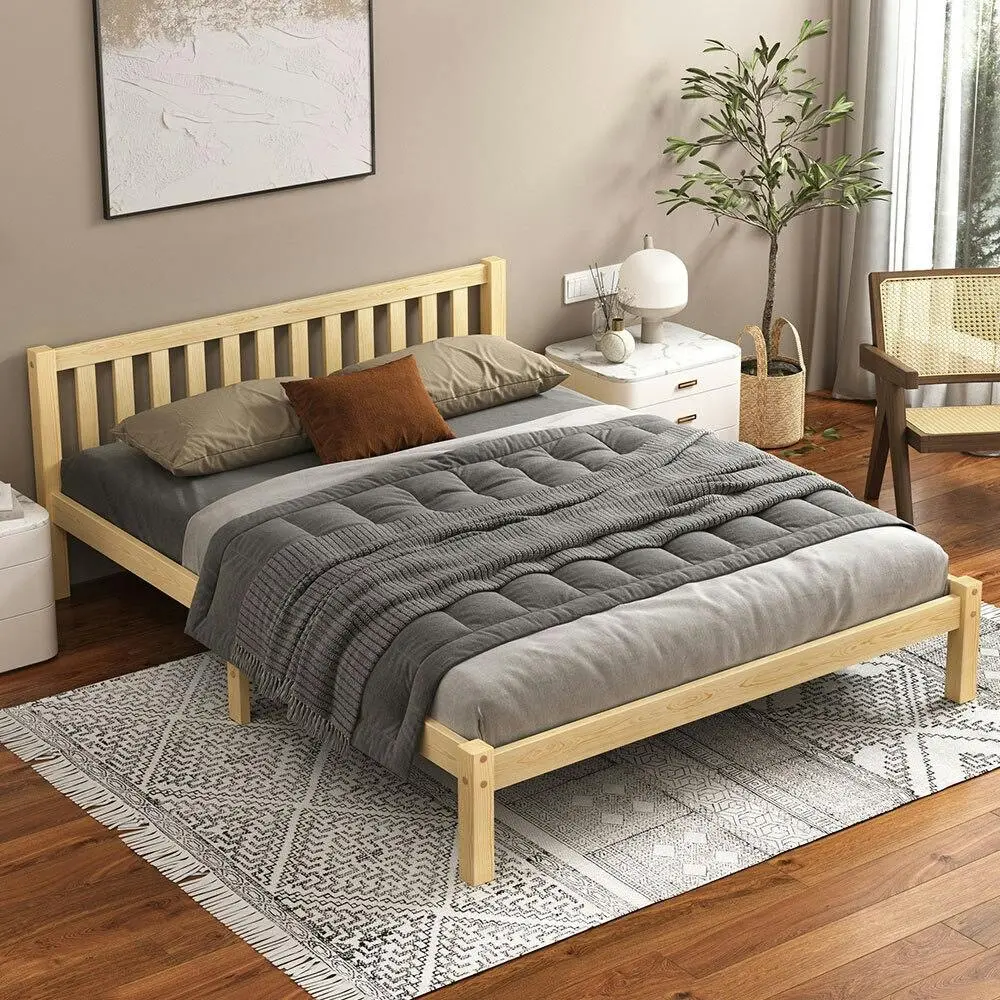 Alfordson Wooden Bed Frame Double Mattress Base Natural - Furniture