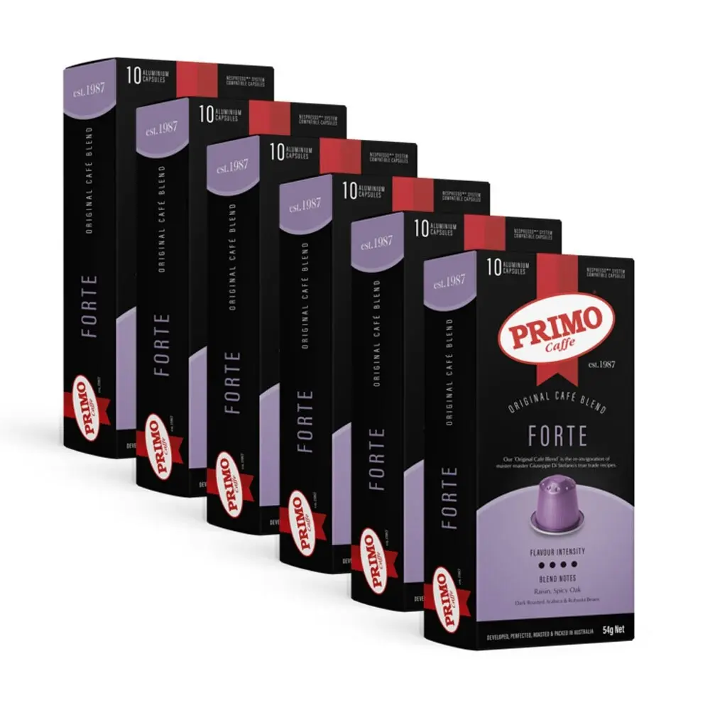 6x10pc Primo Caffe Forte 54g Coffee Capsules/Pod Compatible w/Nespresso Machine - Groceries