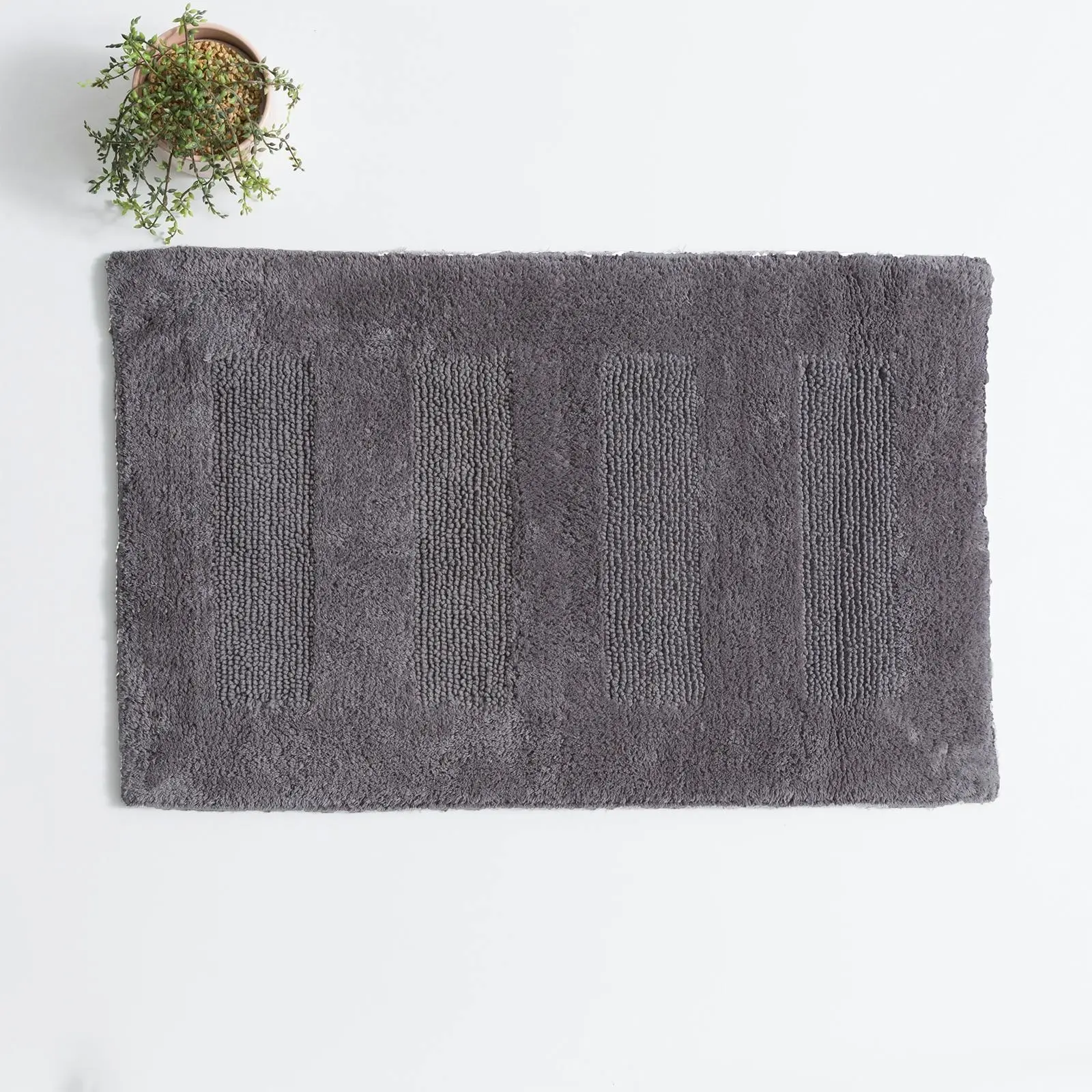 Renee Taylor Retreat 80cm Cotton Bathroom/Toilet Floor Mat Reversible Nickel - Home & Garden