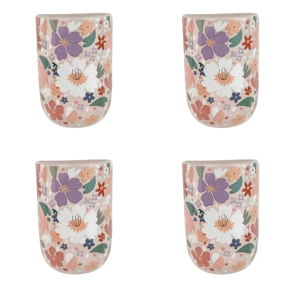 4x Urban Mae 10cm Ceramic Floral Magnet Planter Colourful Flower/Plant Pot Decor - Home & Garden