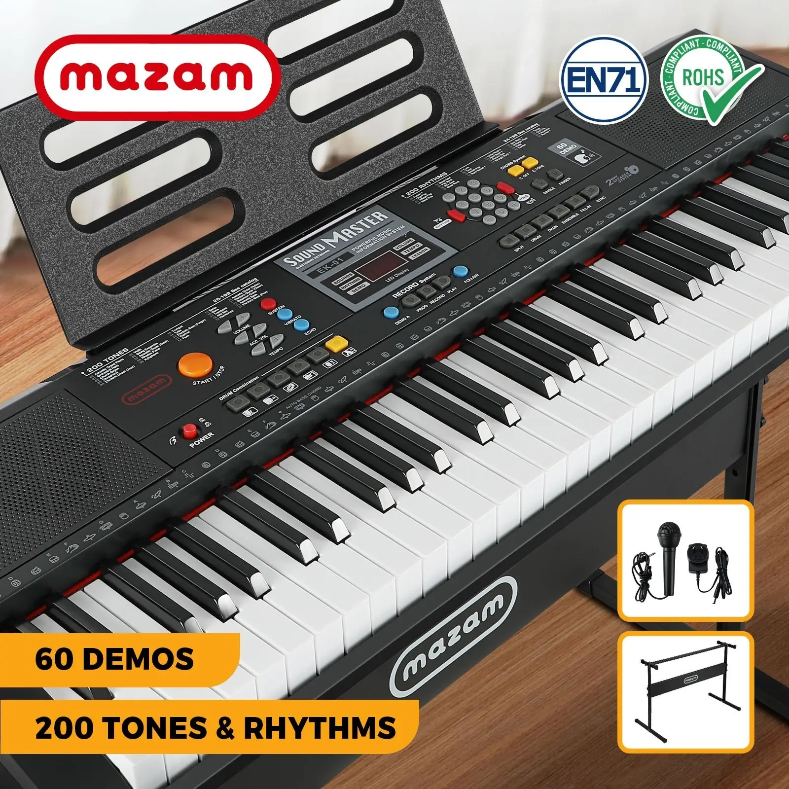 Mazam 61 Keys Electronic Piano Keyboard Electric Keyboards Beginner Kids Gift - Hobbies