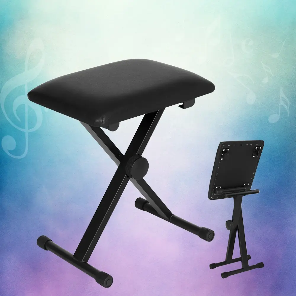 Alpha Piano Stool Adjustable Height Keyboard Seat Portable Bench Chair Black - Hobbies