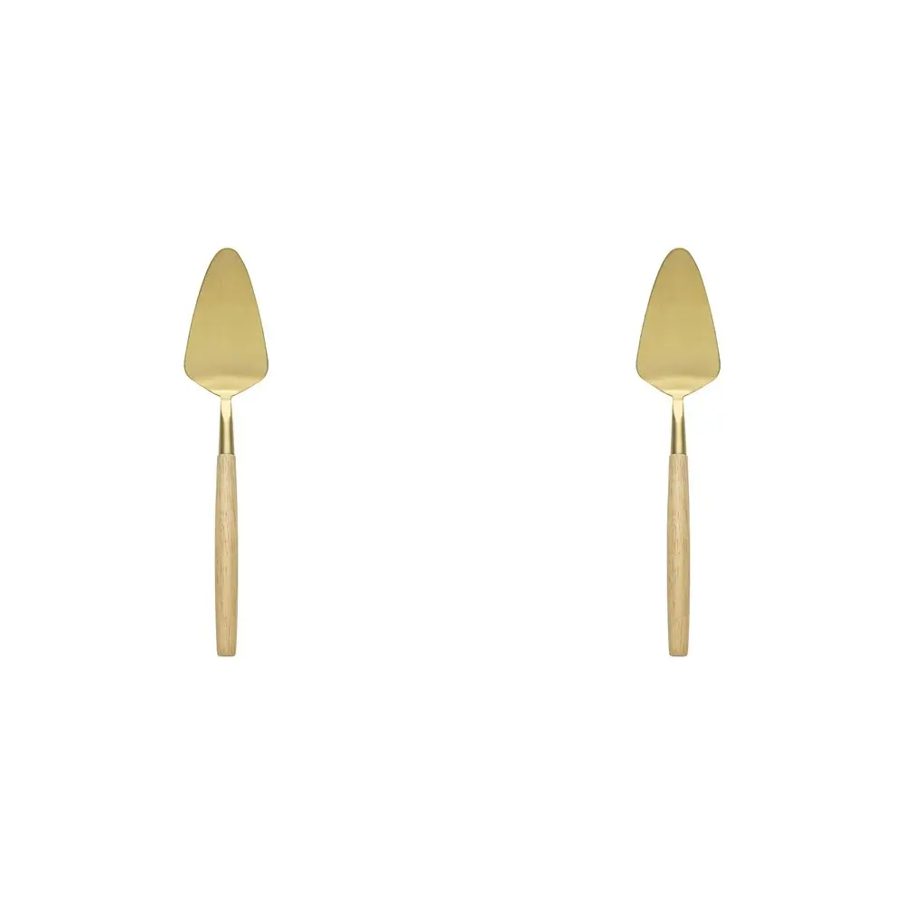 2x Ecology Stainless Steel & Enamel Alto Cake Server Gold 26cm Blush & Ochre - Home & Garden