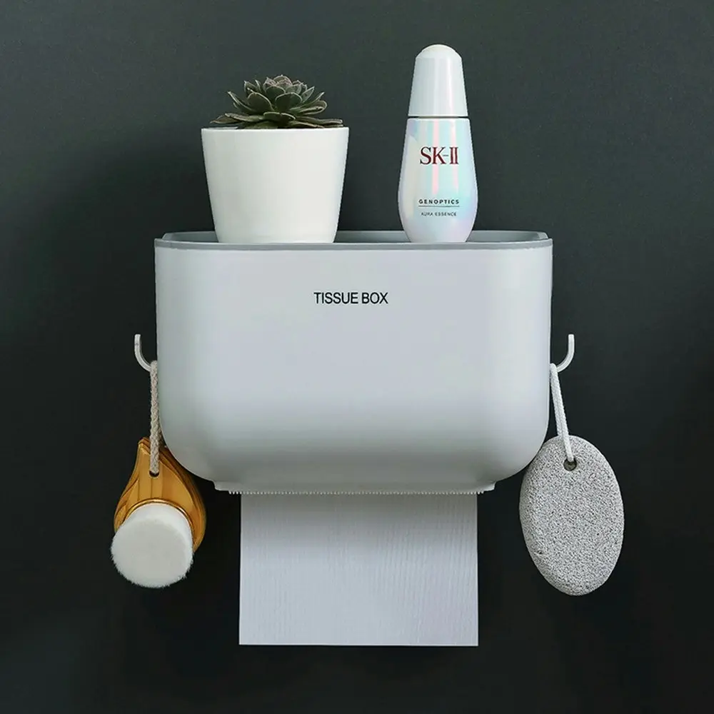 Wall Mount Toilet Paper Holder Shelf Waterproof Roll Paper Towel Holder - Home & Garden