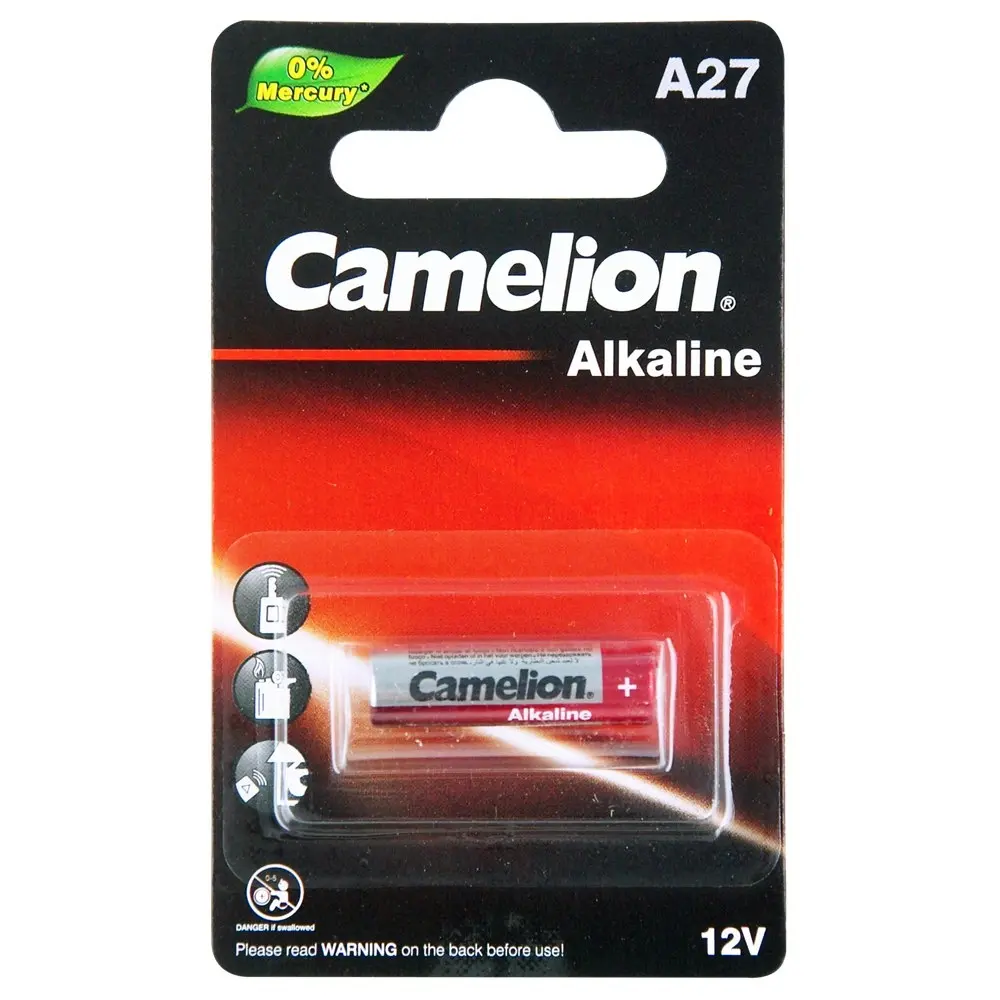 Camelion Alkaline Battery 12V 27A Cylindrical Power for Garage Car Remote Alarm - Electronics