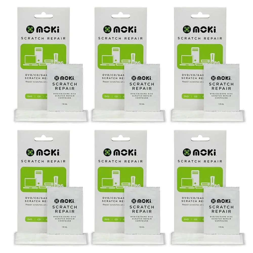 6x Moki DVD/CD Game Disc Scratch Repair Kit with 10ml Compound Polish - Electronics