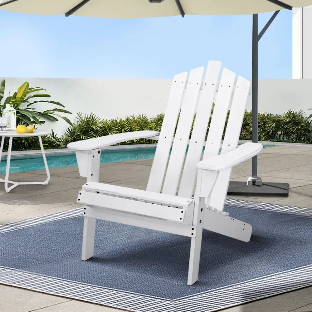 Gardeon Adirondack Outdoor Chairs Wooden Beach Chair Patio Furniture Garden White - Up to 65% off Outdoor Furniture