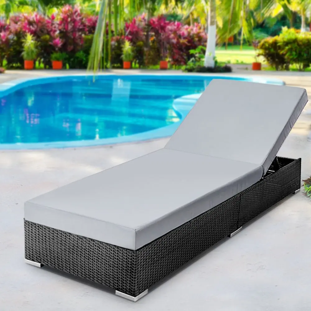 Gardeon Sun Lounge Wicker Lounger Outdoor Furniture Day Bed Adjustable Rattan Garden Cover - Up to 65% off Outdoor Furniture