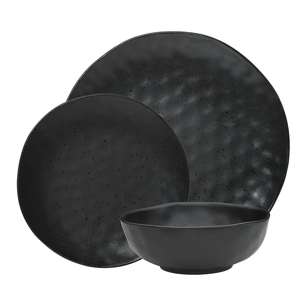 12pc Ecology Speckle Dinner Set Ebony Home Serving Plates/Side Plates/Bowls - Home & Garden