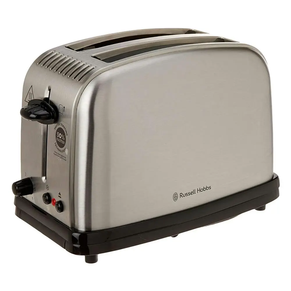 Russell Hobbs RHT12BRU Classic 2 Slice Toaster Brushed Stainless Steel 1670W - Home & Garden