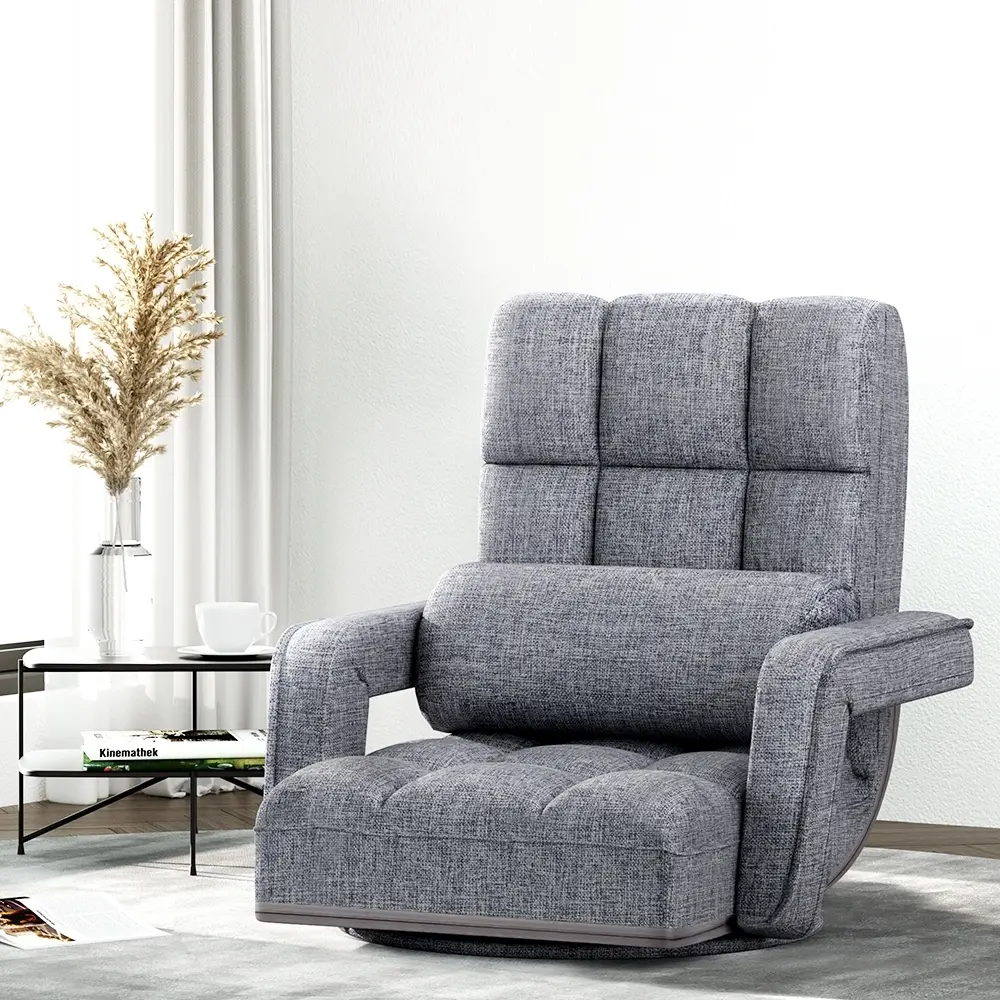 Artiss Floor Chair Lounge Sofa Swivel Grey - Furniture