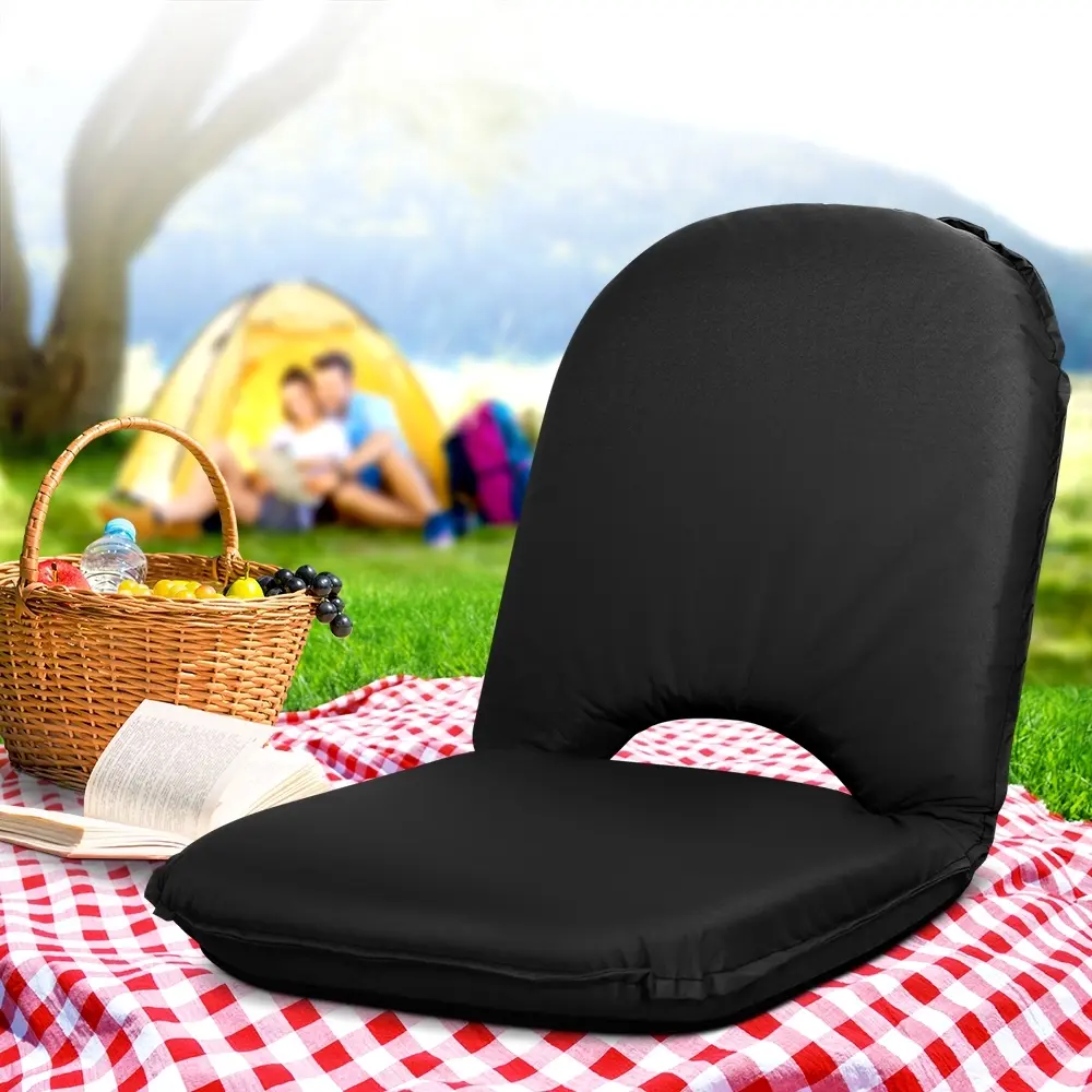 Artiss Floor Lounge Sofa Camping Chair Black - Furniture