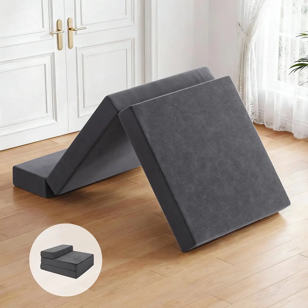 Giselle Bedding Foldable Mattress Folding Foam Bed Mat Single Grey - Ultimate Mattress Sale - Save up to $600