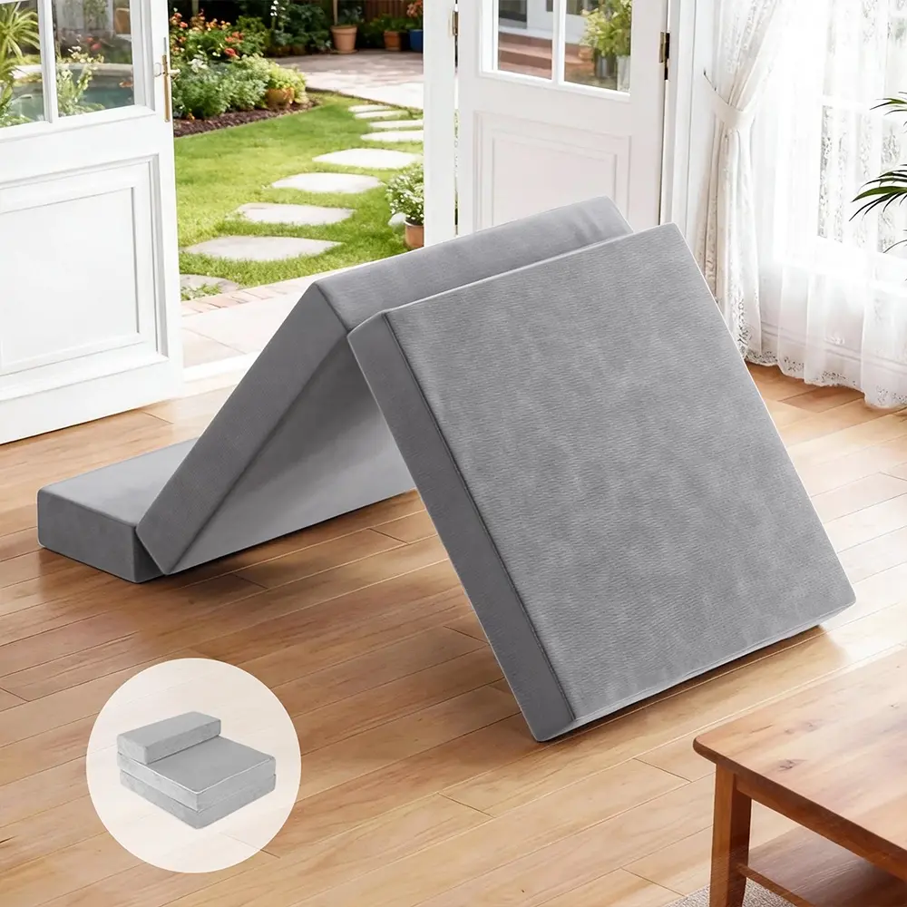 Giselle Bedding Foldable Mattress Folding Foam Bed Mat Light Grey - Furniture