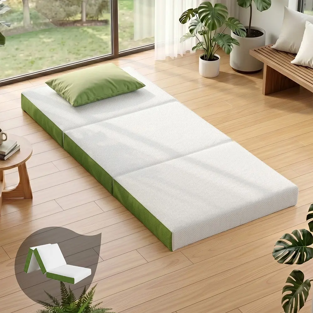 Giselle Bedding Foldable Mattress Folding Foam Trifold Green - Furniture