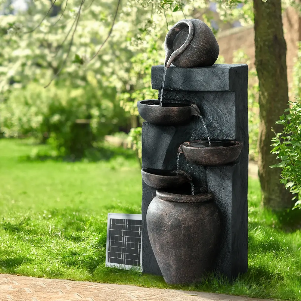Gardeon Solar Water Feature Cascading Fountain 5 Tiered Bowl Bird Bath 99CM - Home & Garden