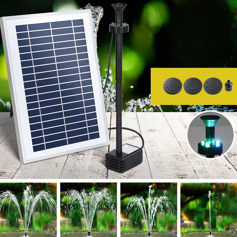 Gardeon Solar Pond Pump Submersible Water Fountain with Battery LED Lights 4.4FT - Home & Garden