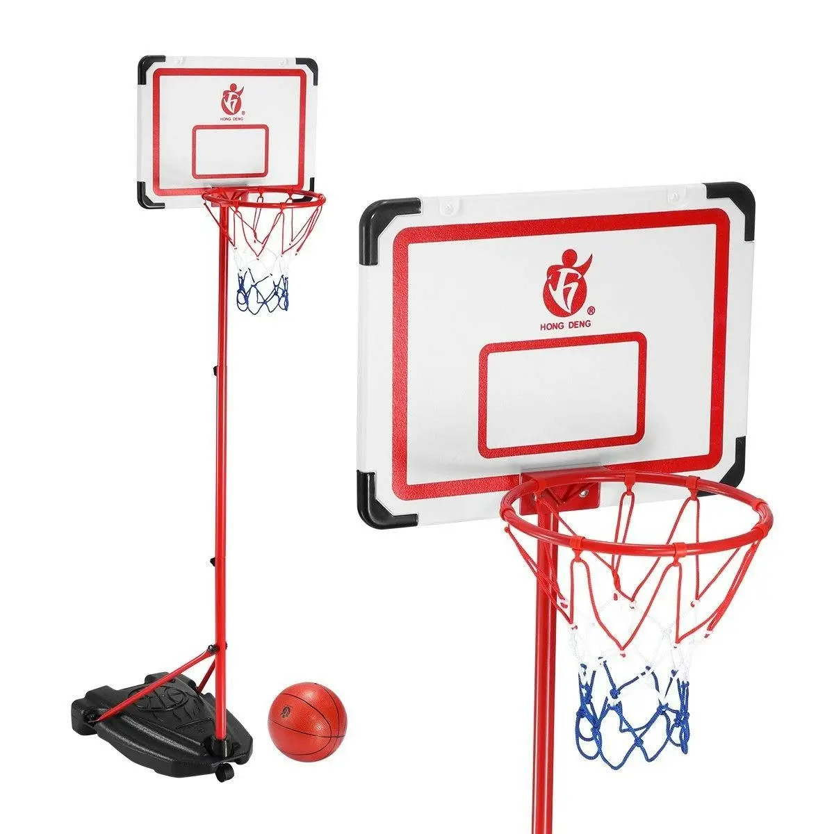 Ausway 2m Portable Adjustable Basketball Stand Hoop System for Kids w Basketball - Toys & Games