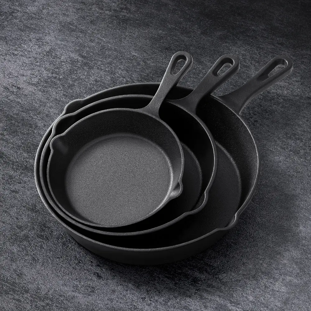 5-star chef Frying Pan Black Cast Iron 3PCS