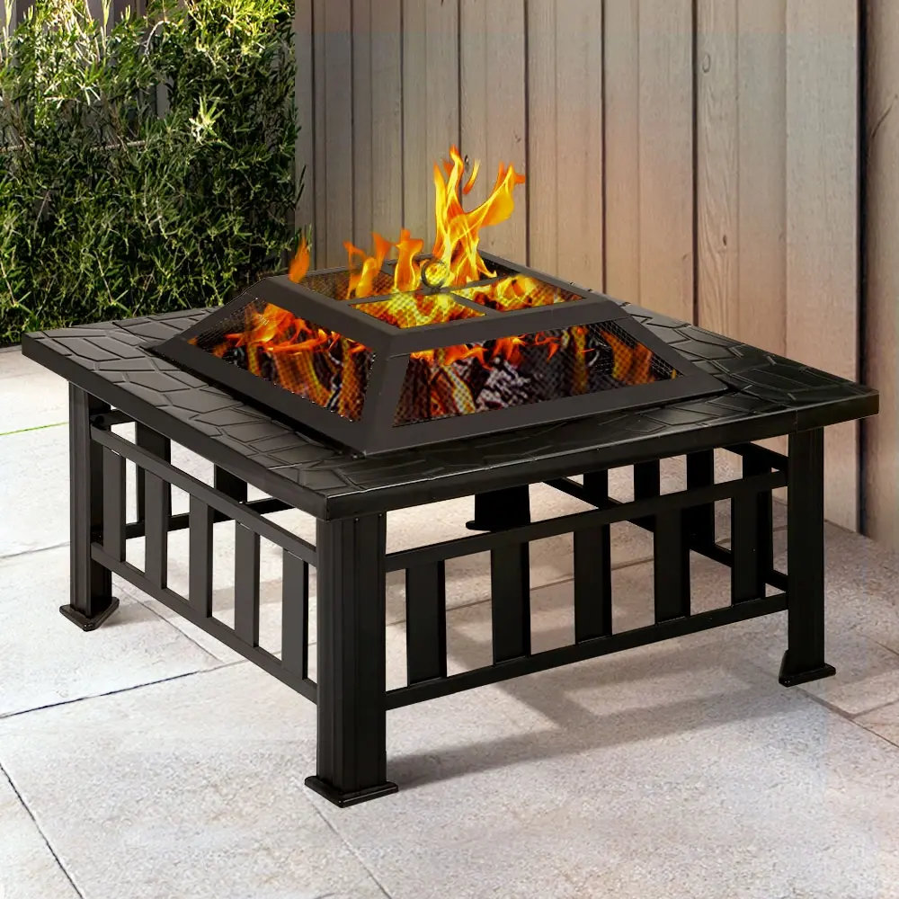 Grillz Fire Pit BBQ Grill 2-In-1 Table