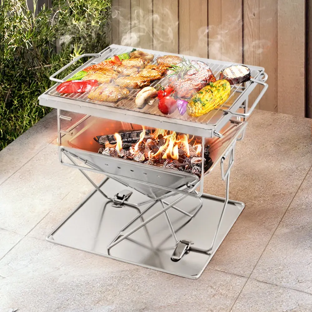 Grillz Fire Pit BBQ Grill with Carry Bag Camping - Save up to 80% Off Footy Finals Specials