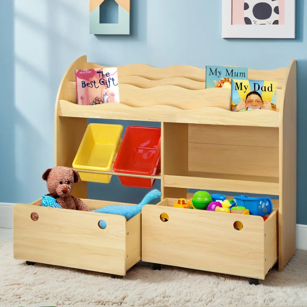 Keezi 3 Tiers Kids Bookshelf Storage Children Bookcase Toy Box Organiser Display - Up to 70% Off Kids & Baby Furniture