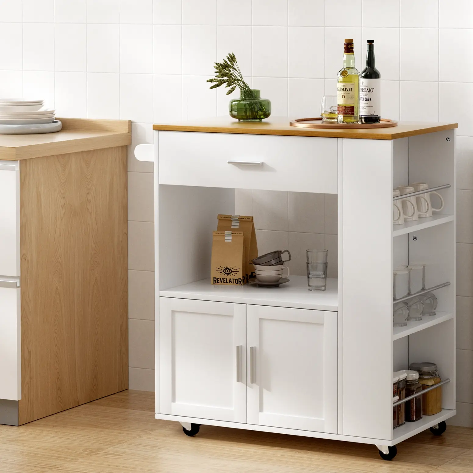 Artiss Kitchen Island Trolley Rolling Serving Cart - Furniture