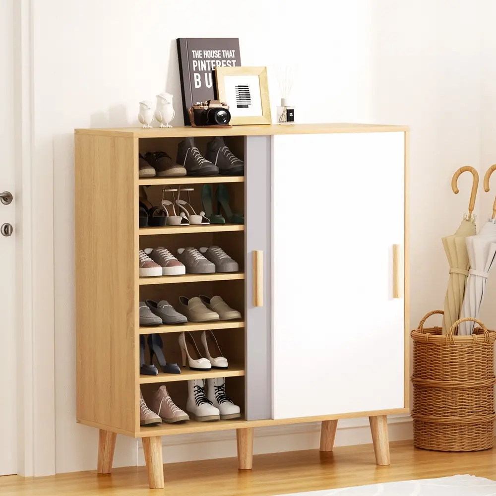 Artiss Shoe Cabinet 30 Pairs Sliding Doors - Home & Garden