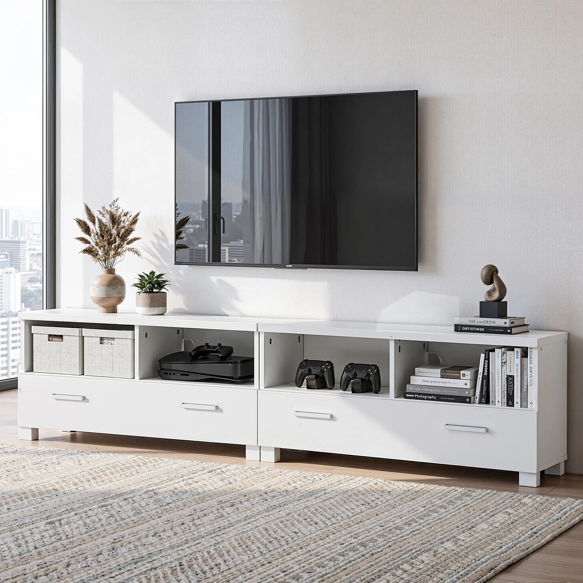 Artiss TV Cabinet Entertainment Unit 180cm White Eddie - Over 40% off Living Room Furniture