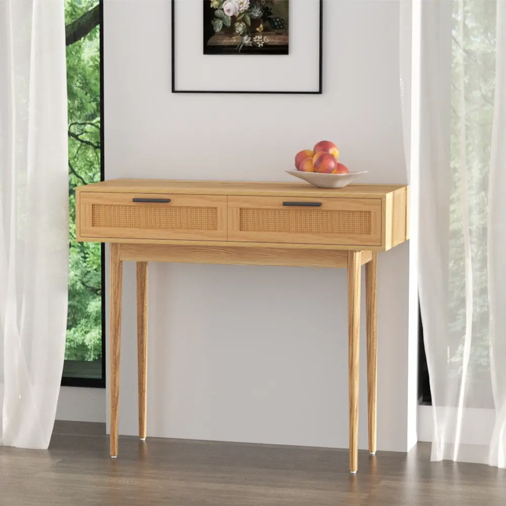 Artiss Console Table 2 Rattan Drawers - Furniture