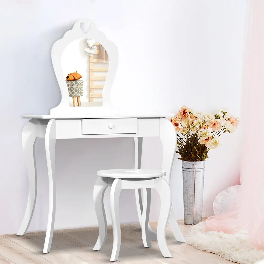 Keezi Kids Dressing Table Stool Set Vanity Mirror Princess Children Makeup White - Up to 70% Off Kids & Baby Furniture