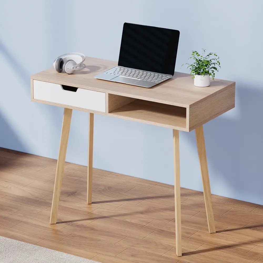 Artiss Computer Desk Drawer Cabinet Shelf Oak 90CM - Furniture