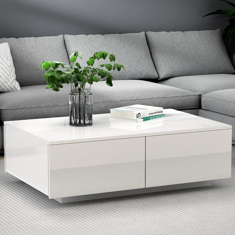 Artiss Coffee Table 4 Drawers White Trevi - Furniture