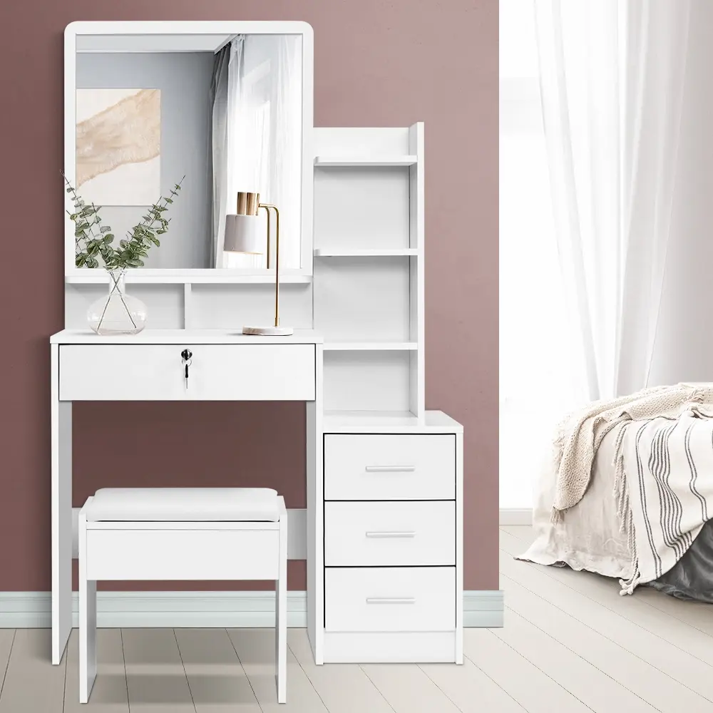 Artiss Dressing Table Stool Set 4 Drawers White - Best Sellers From $10