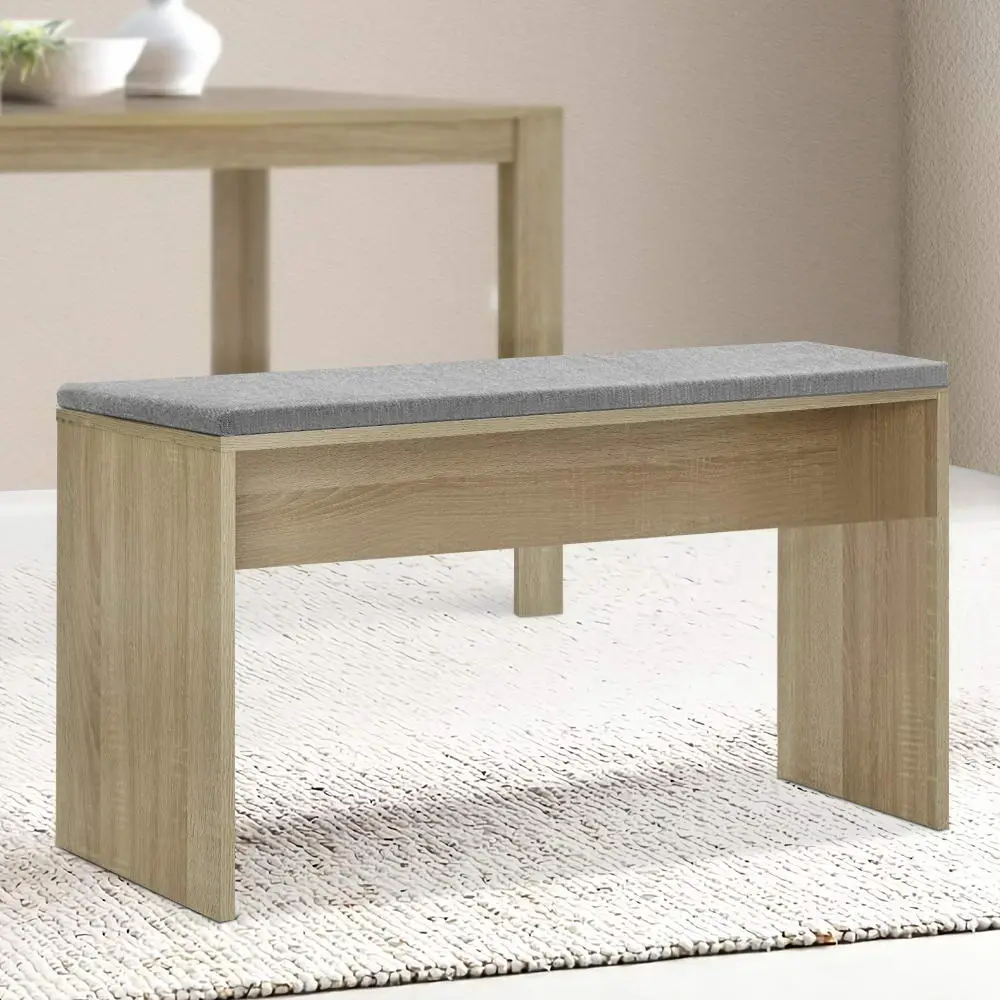 Artiss Dining Bench Upholstery Seat Stool Chair Cushion Furniture Oak 90cm - Shop Dining Chairs & Bar Stools