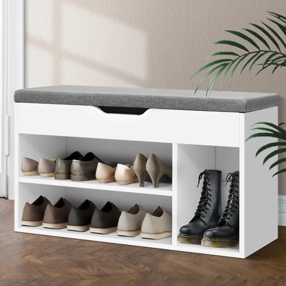 Artiss Shoe Rack Bench Shoe Cabinet White Allen - Home & Garden