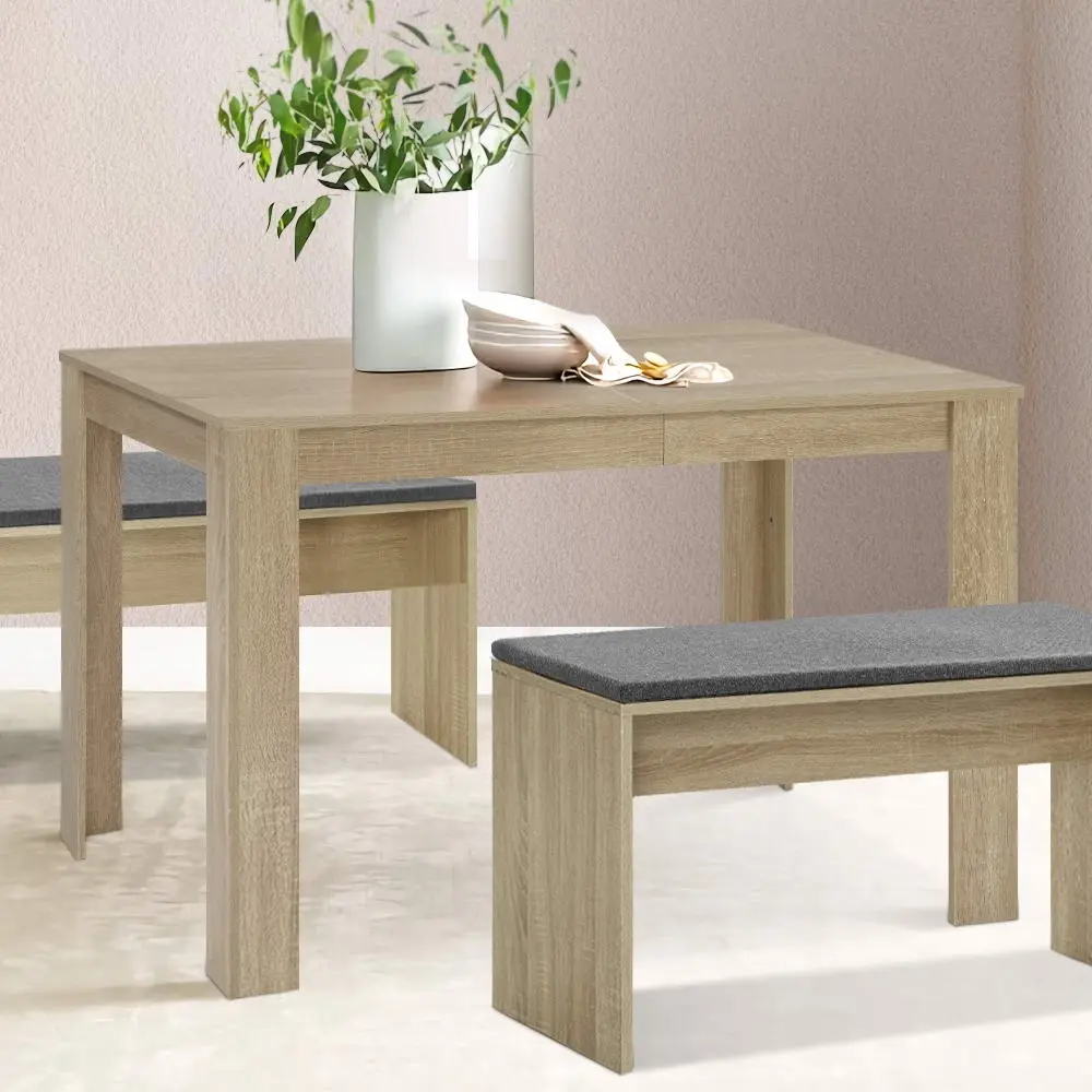 Artiss Dining Table Rectangular 4 Seater 120CM Oak Natu - Furniture