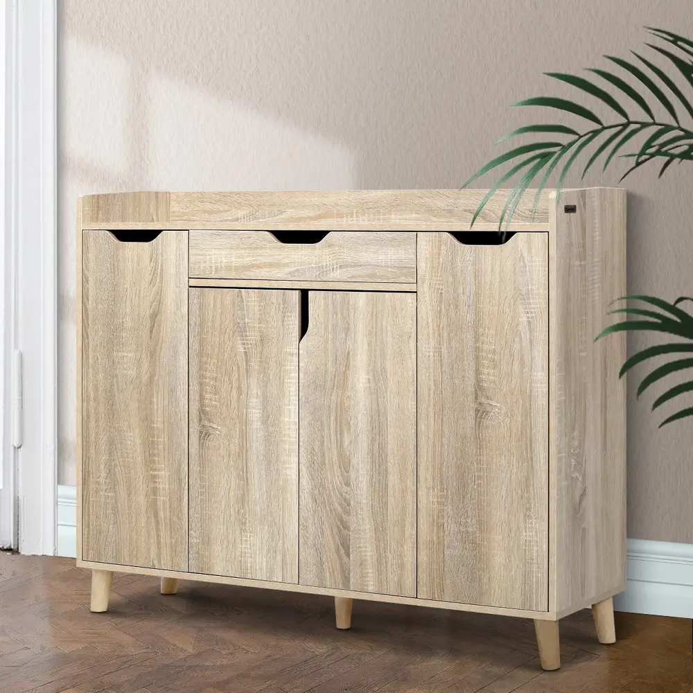 Artiss Shoe Rack Cabinet 26 Pairs Adjustable Pine Cissy - Home & Garden