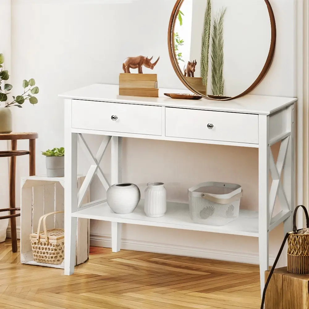 Artiss Console Table 2 Drawers 100CM White Chole - Furniture