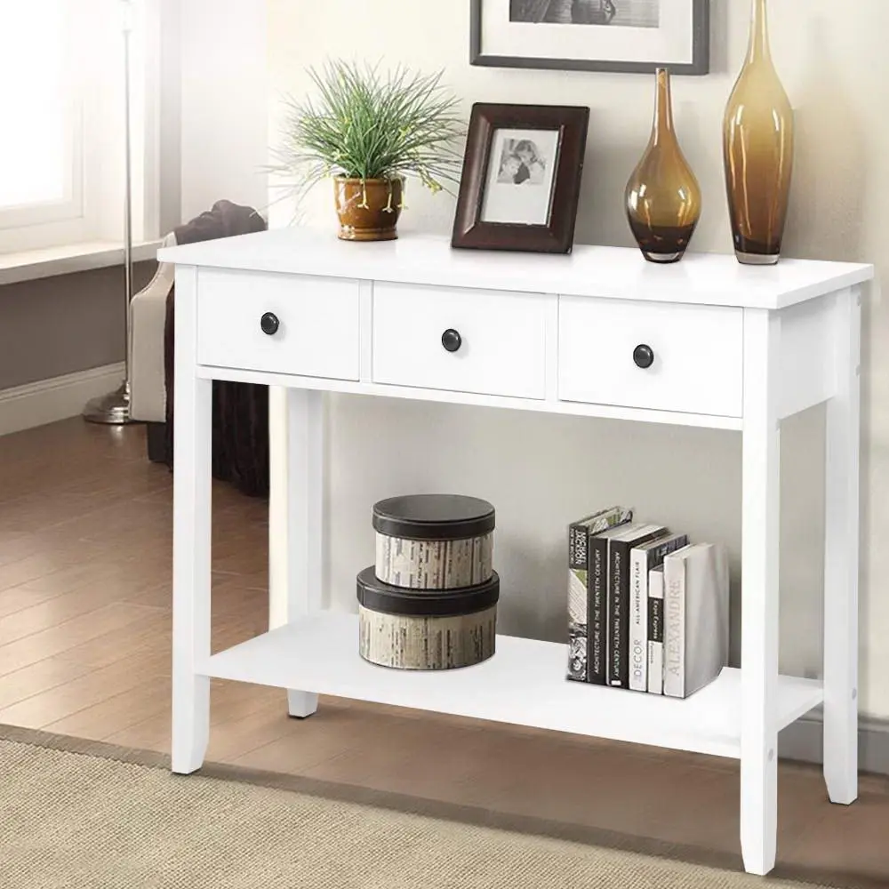 Artiss Console Table 3 Drawers 100CM White Chole - Furniture