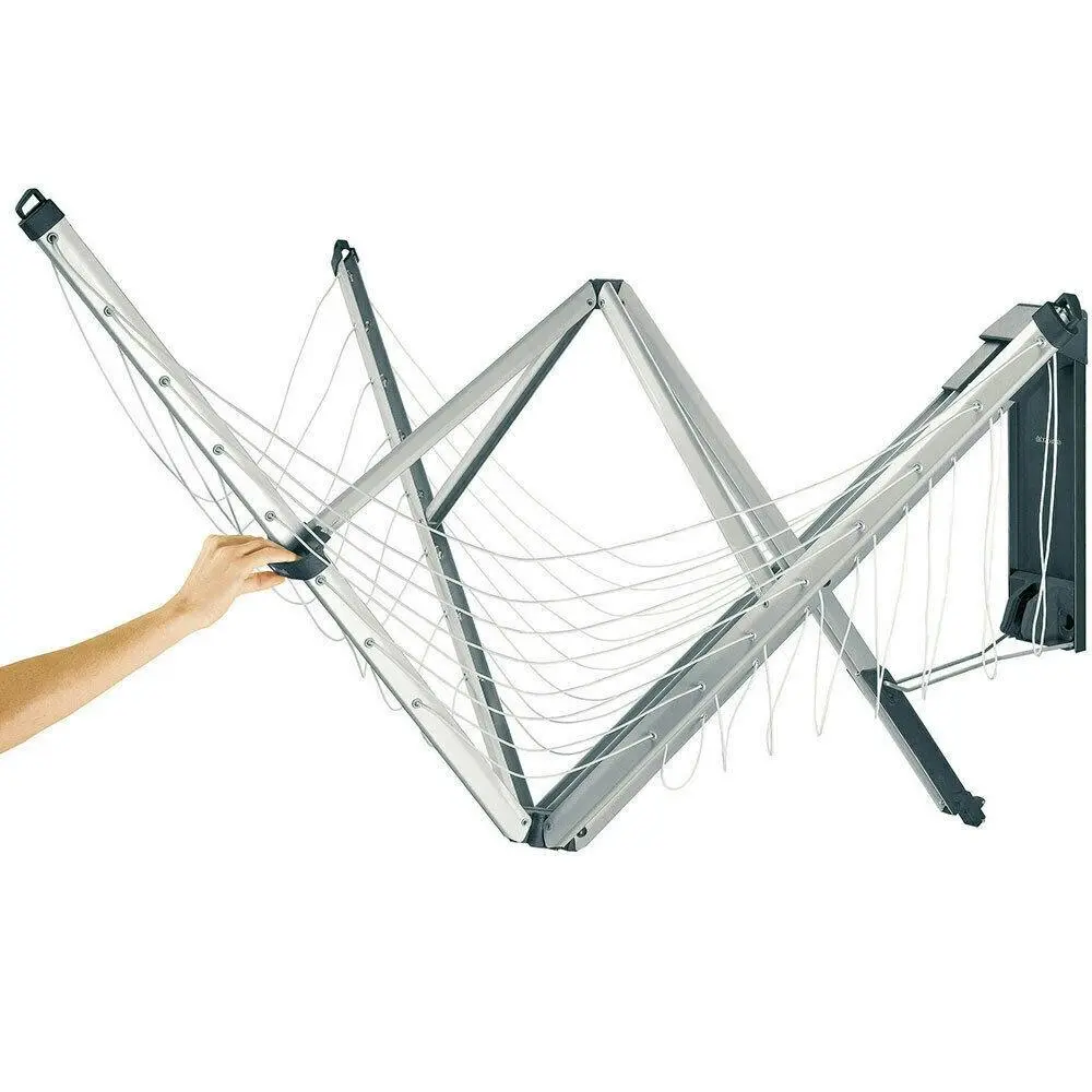Brabantia Wall Fix Fold Away 4 Arm 24m Clothes Line W/ Cover - Home & Garden