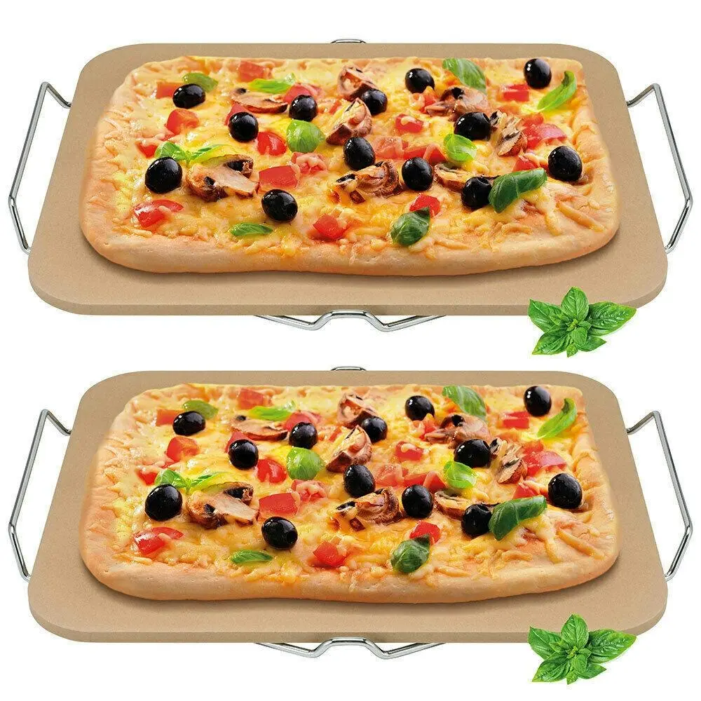 Avanti 2 Pack Rectangular 38cm Pizza Stone W / Rack - Home & Garden
