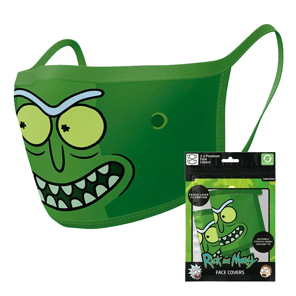 2pc Cartoon Network Rick and Morty Pickle Rick Reusable Mask/Face Covering - Fashion