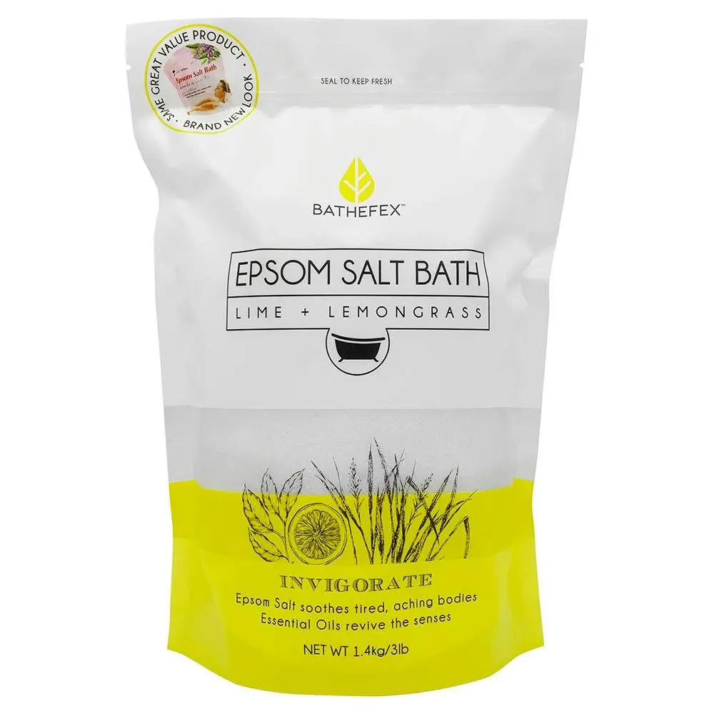 Bathefex Epsom Salt Bath Soak Lime and Lemongrass Invigorate 1.4kg - Beauty