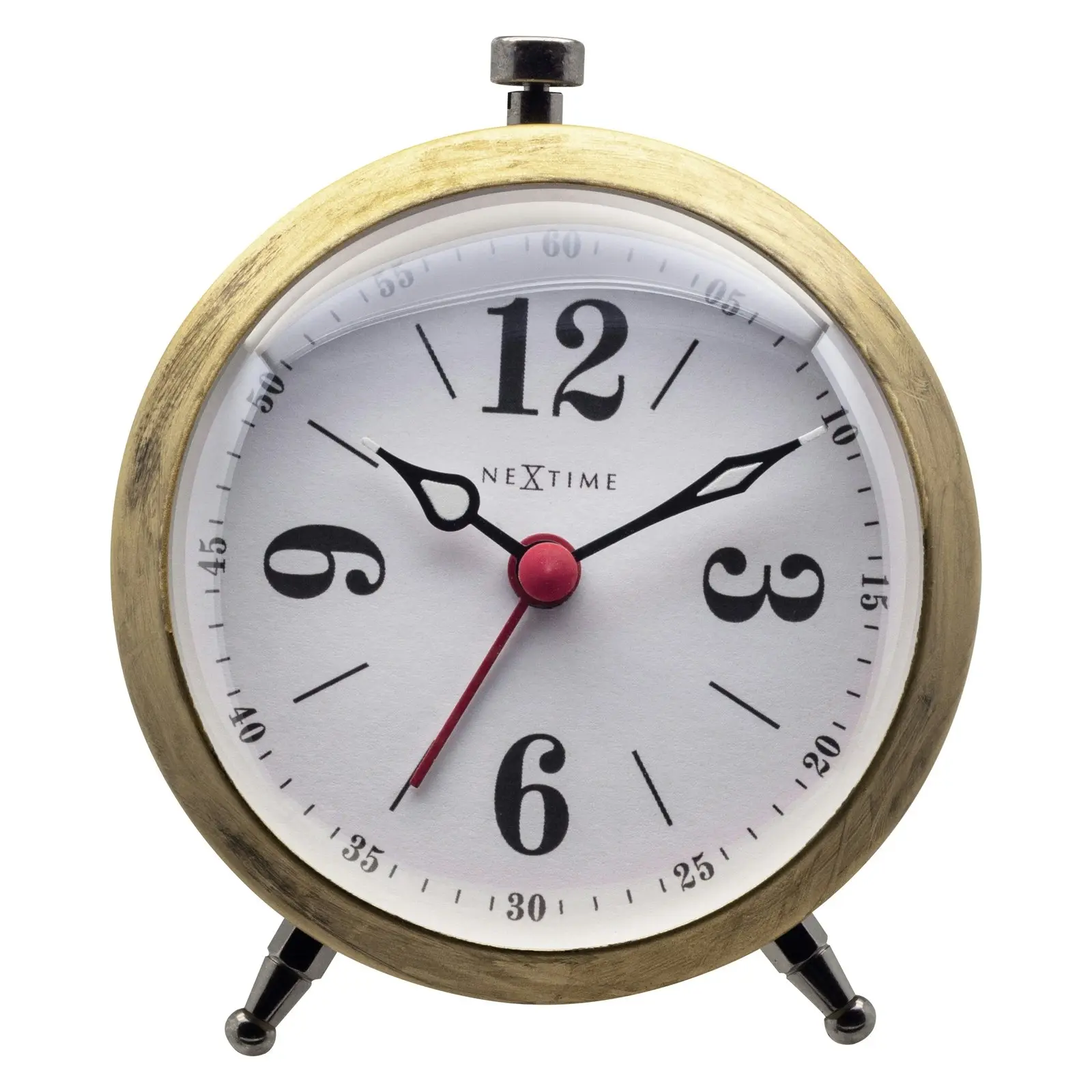 NeXtime Harvey Bedside/Desk 9x10.8cm Alarm Clock Analogue w/ Luminous Hands Gold - Home & Garden