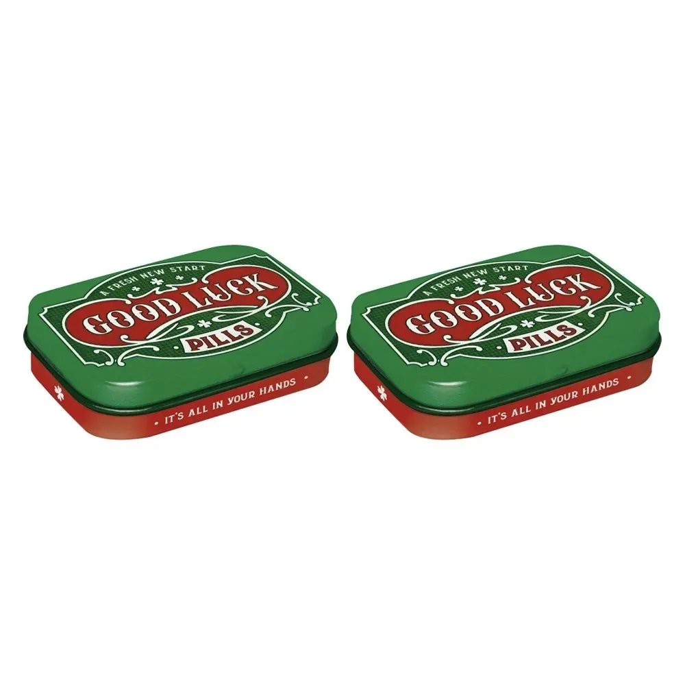 2x Nostalgic Art Pocket Mint Steel Sheet Trinket Box Good Luck Pills Storage - Groceries