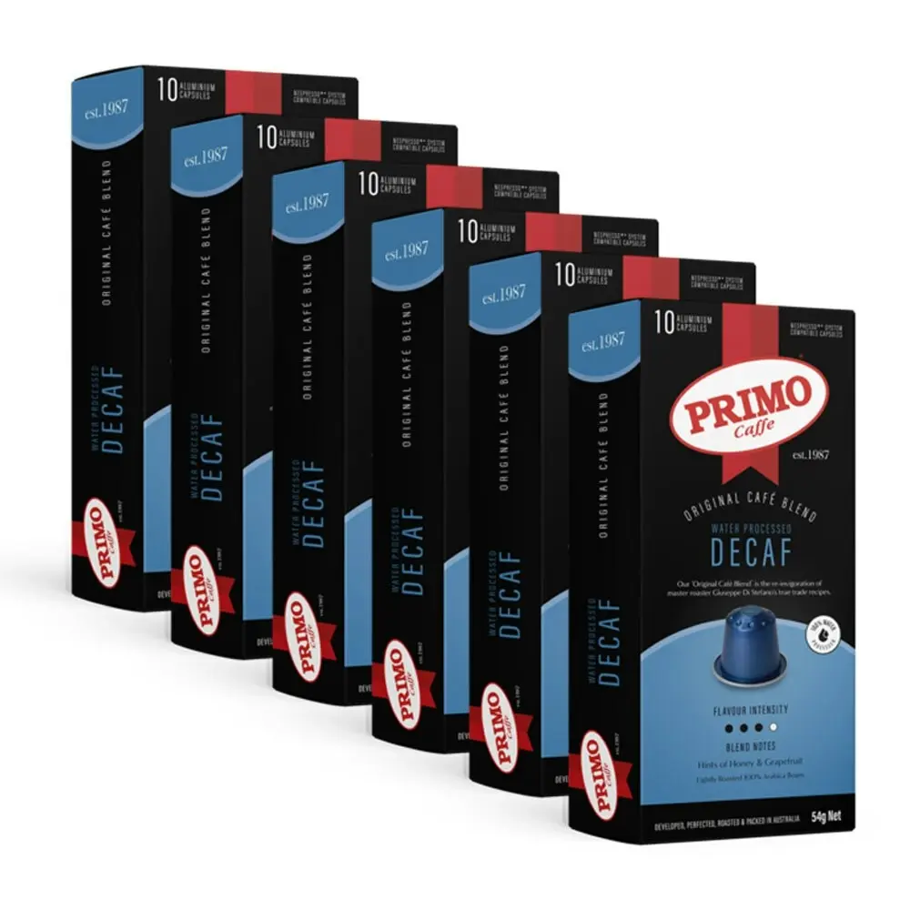 6x10pc Primo Caffe Decaf 54g Coffee Capsules/Pod Compatible w/Nespresso Machine - Groceries