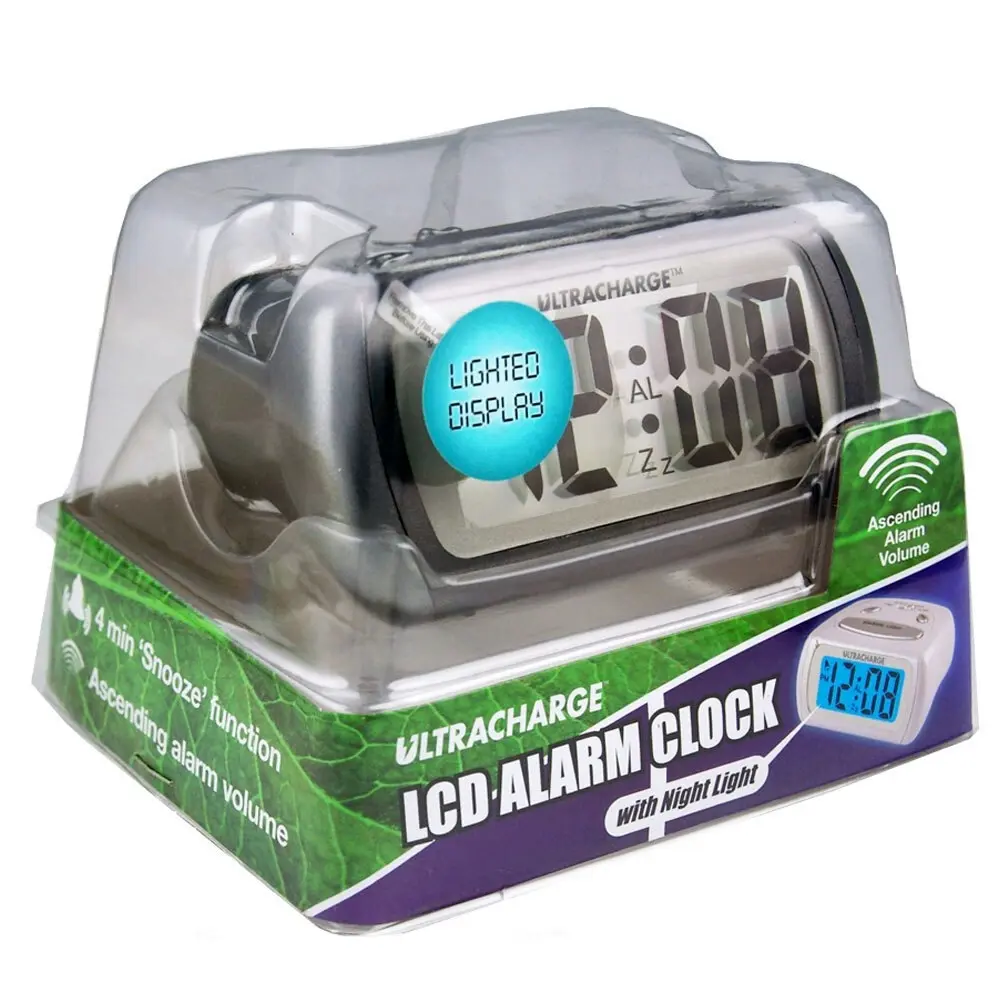 UltraCharge Digital LCD Display Alarm Clock Home/Room Time w/ Night Light Assort - Home & Garden