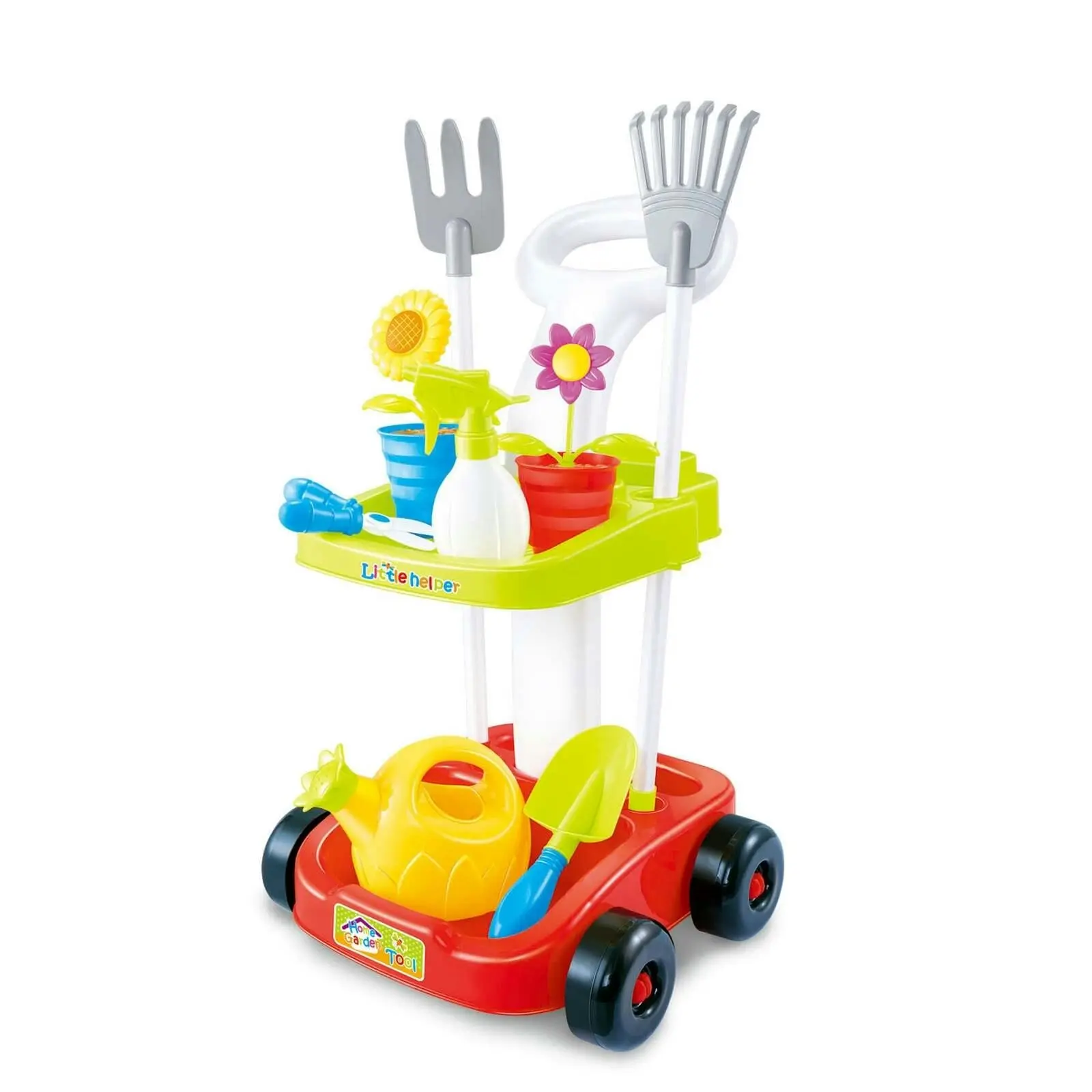 Children's Gardening Trolley Set with Fake Garden Tools for Toddlers - Toys & Games