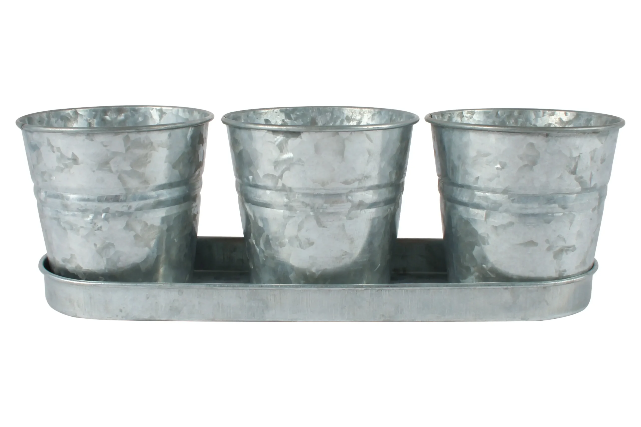 Loke Antiqued Silver 3 Pot With Tray 33 x 11cm - Home & Garden